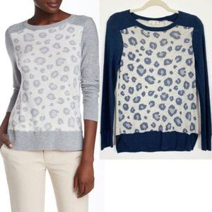 Rebecca Taylor Leopard Print Long Sleeve Sweater